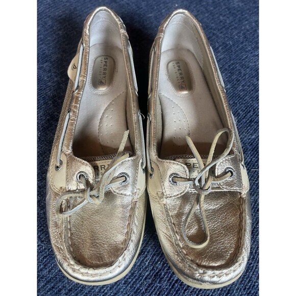Sperry Gold Brown Leather Boat Shoes Sz 8 Womens Walking Casual - Picture 1 of 8